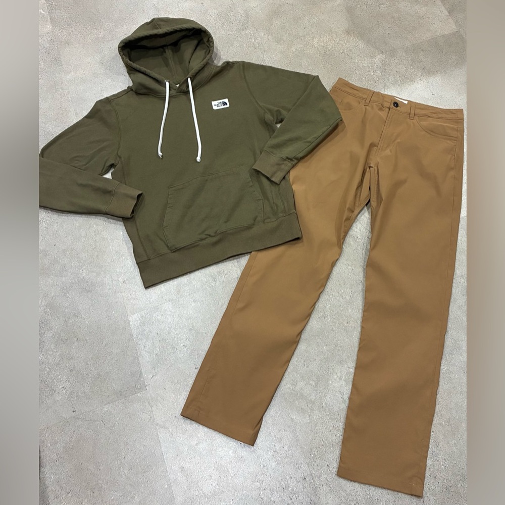 The North Face Hoodie and Tan Chinos